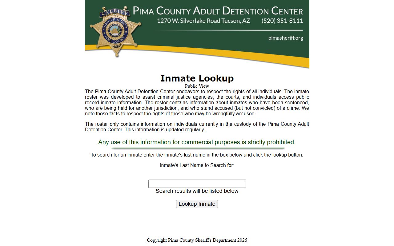 Pima County Sheriff inmate roster search for current DUI bookings
