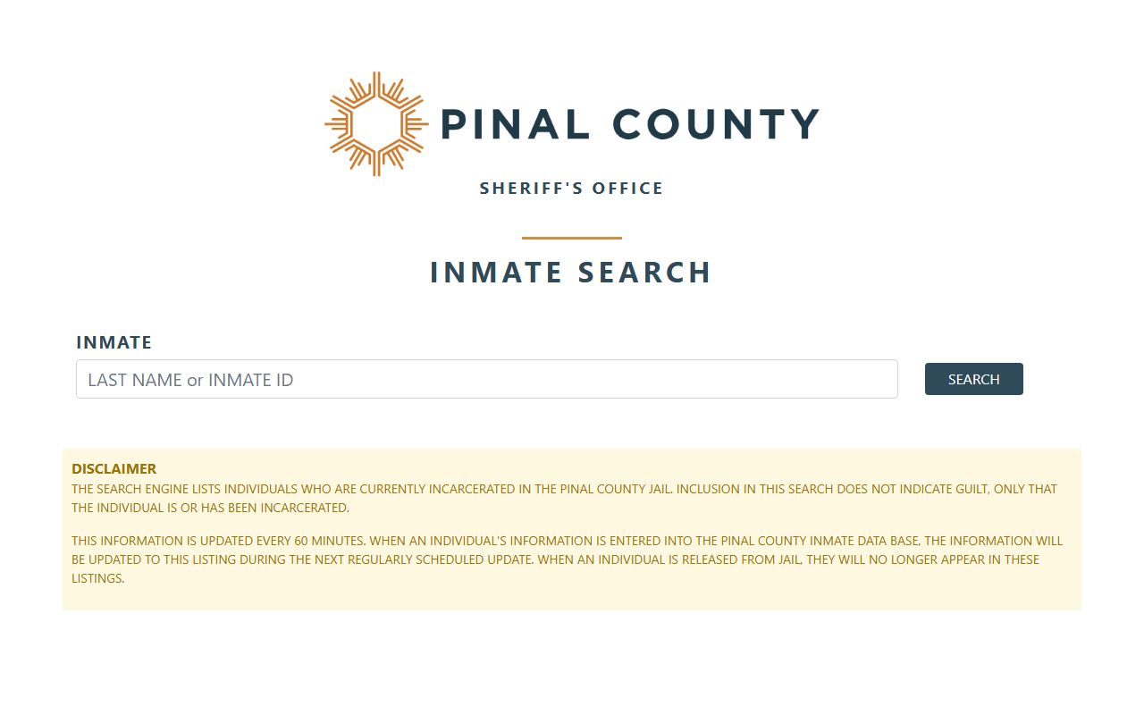 Pinal County Sheriff inmate search for DUI booking information